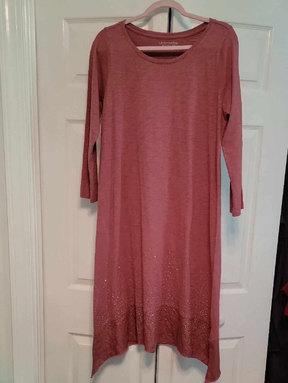 Soft Surroundings Stardust Rose Pink Long Sleeve (3/4 Length) Midi Dress